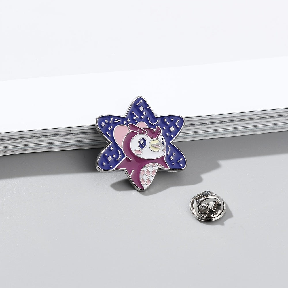 Purple Crane Cartoon Enamel Pin Brooch Sweater Accessory