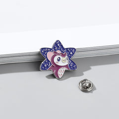 Purple Crane Cartoon Enamel Pin Brooch Sweater Accessory