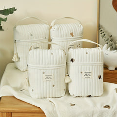 Quilted Embroidered Nappy Bag - Diaper Organizer for Moms On the Go