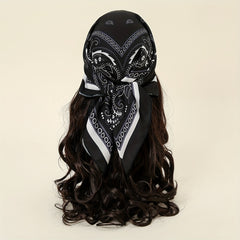 Casual Paisley Print Bandana Classic Satin Square Scarf For Women
