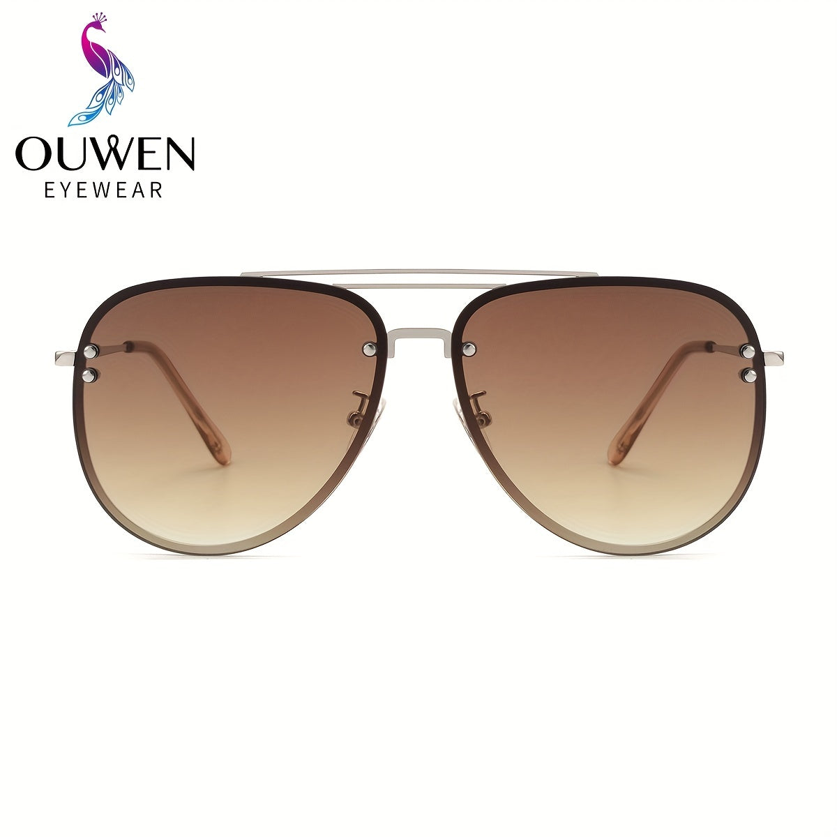 OUWEN Men's Oversized Sunglasses Brown Gradient Polarized UV Protection