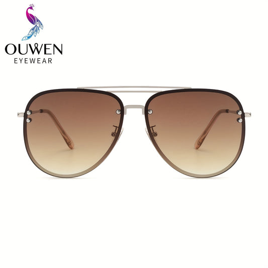 OUWEN Men's Oversized Sunglasses Brown Gradient Polarized UV Protection