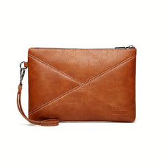 Men's Casual Leather Clutch Bag with Wristlet