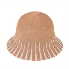 Stripe Jacquard Bucket Hat Sunscreen Summer Sun Hat Women's Casual Cloche Hats