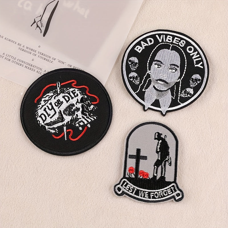 3pcs Boys Y2K Embroidery DIY Patch For Clothes B