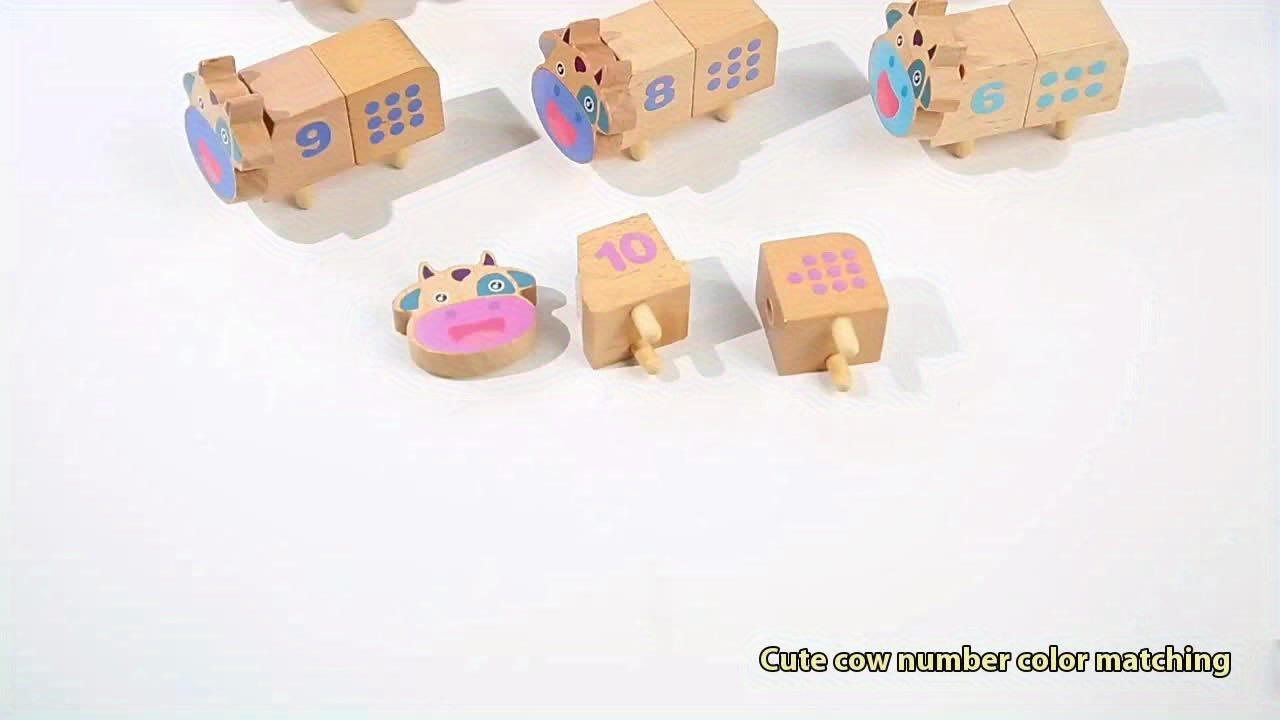 Wooden Kids Cow Number Matching Puzzle Toy
