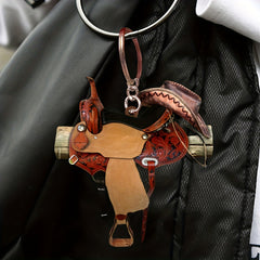 Western Cowboy Saddle Keychain Rearview Mirror Decoration