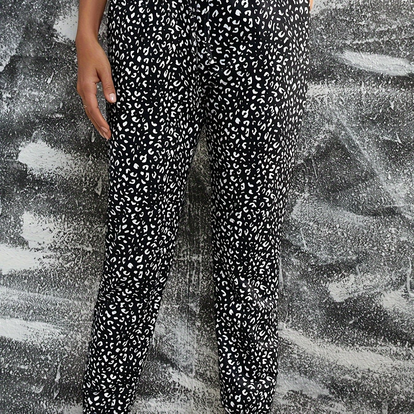  Dalmatian Print Elastic High Rise Jogger Trousers