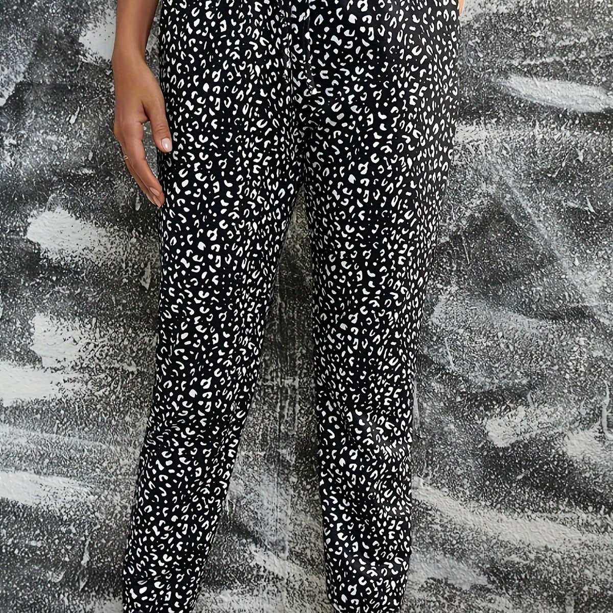  Dalmatian Print Elastic High Rise Jogger Trousers