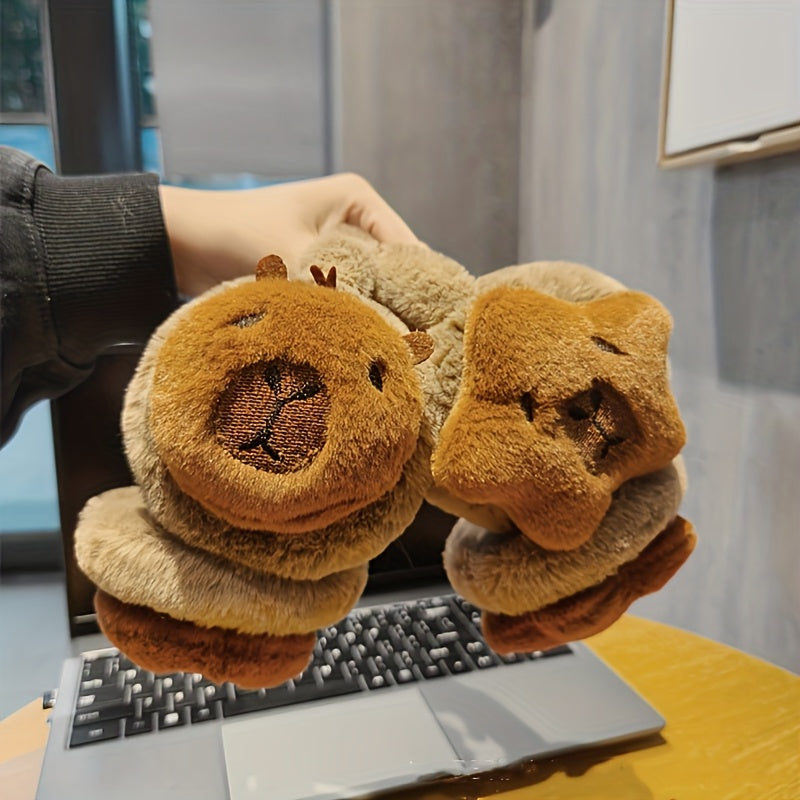 Cute Cartoon Capybara Plush Earmuffs for Adults