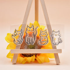 4 Cats Silicone Stamp Cartoon Animal Mouse Portrait Clear Scrapbooking Stamps