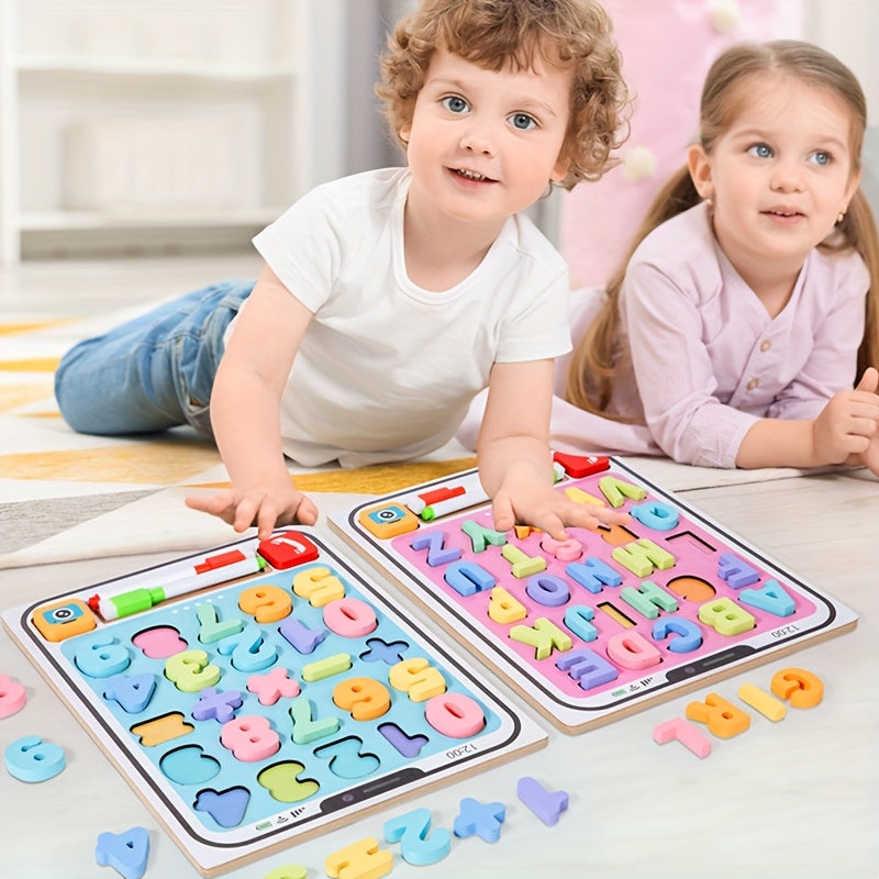 Kids' Wooden Number & Letter Puzzle 2pcs