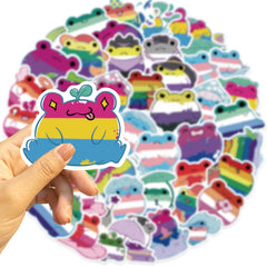 50pcs Frog Pride Cartoon Stickers Vibrant Vinyl Decals for DIY Projects