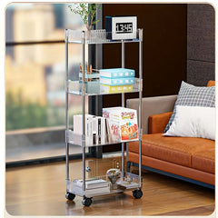 1pc Multi-Tier Bathroom Storage Rack Movable With Wheels Gap Storage Slim Slide