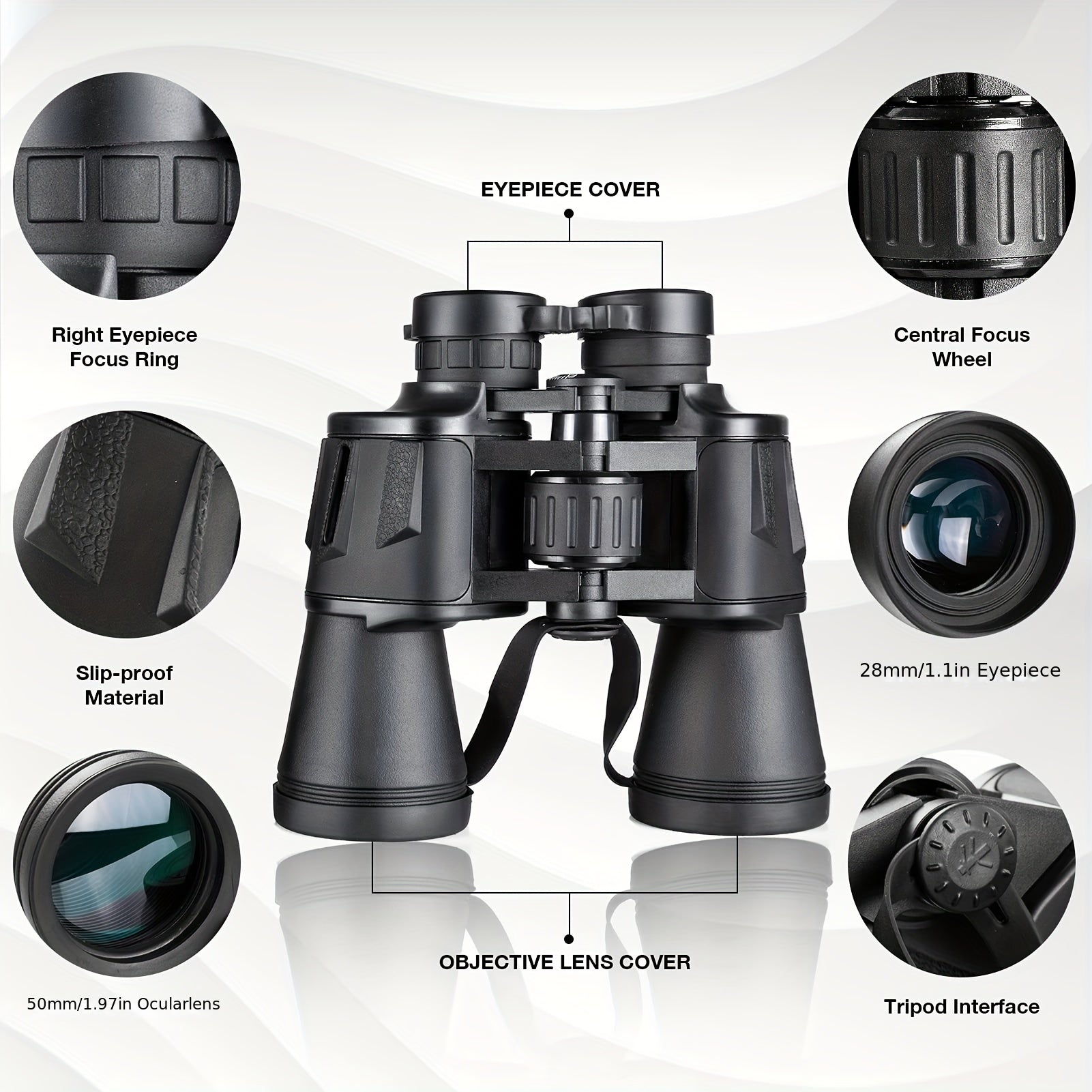 20x50 High Power Professional Binoculars - Waterproof Compact Telescope