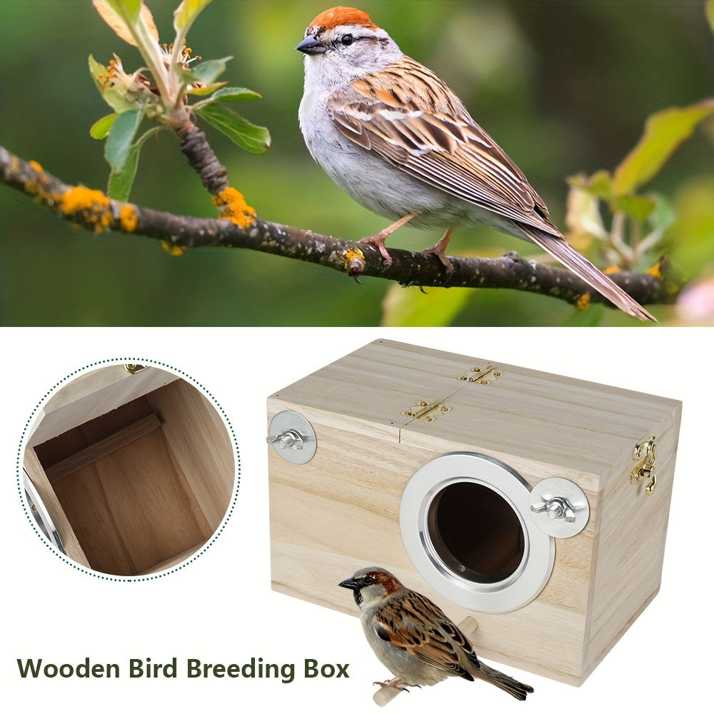 Wooden Bird Breeding Box for Lovebirds Cockatiels Budgies Conures