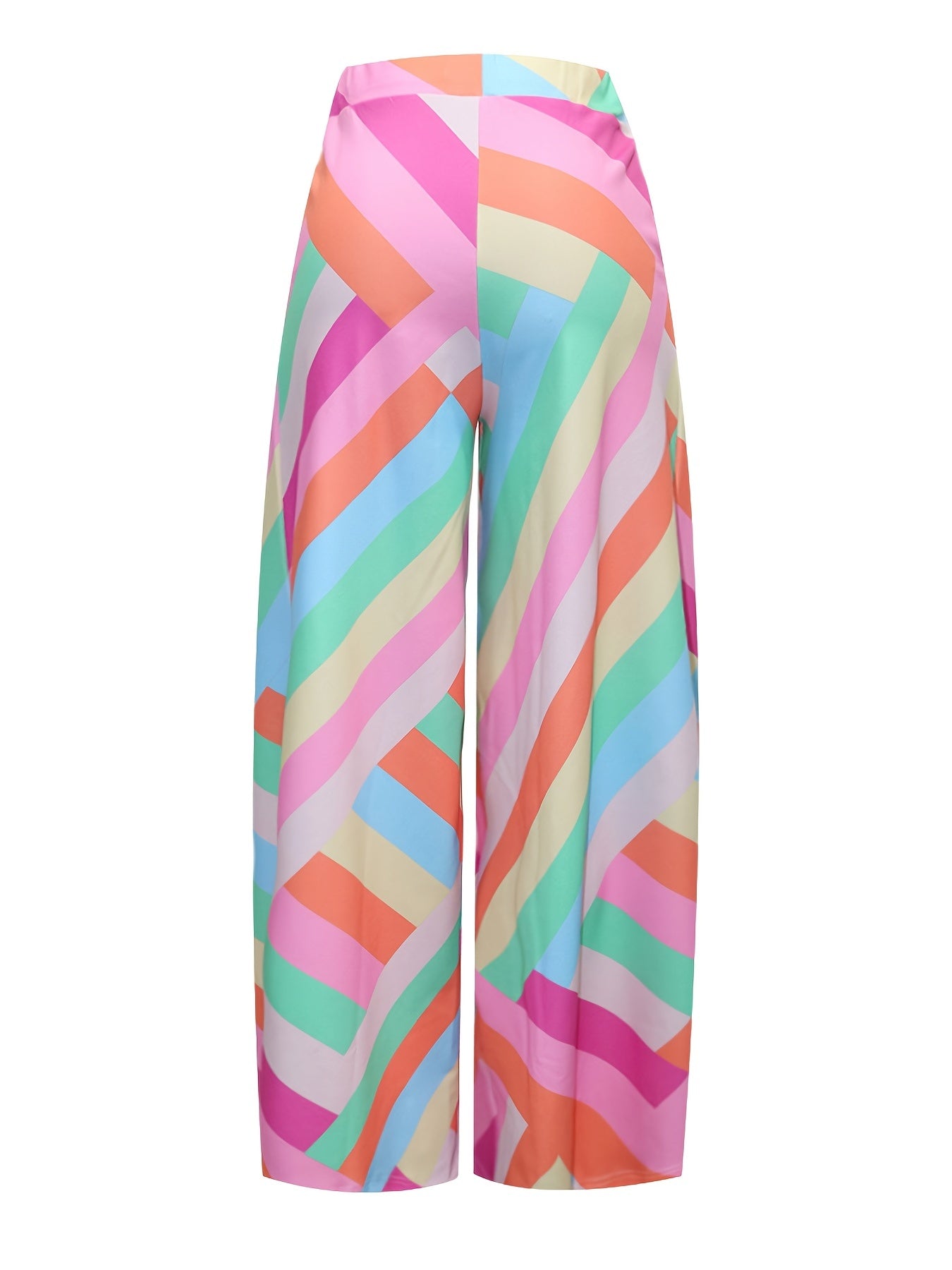 Geometric Print Wide Leg High Rise Pants
