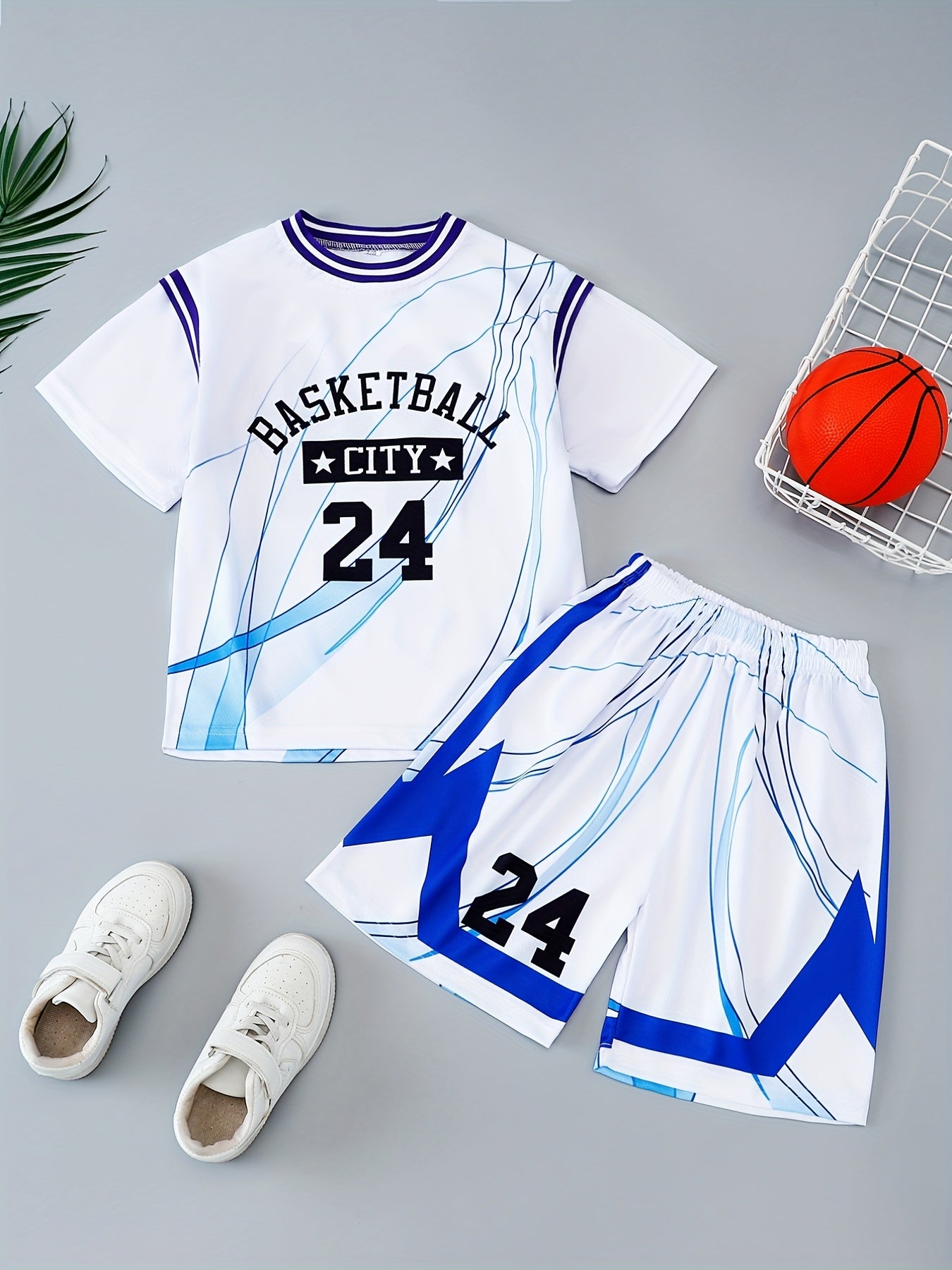 Boys City 24 Print Basketball Suits Summer Wear