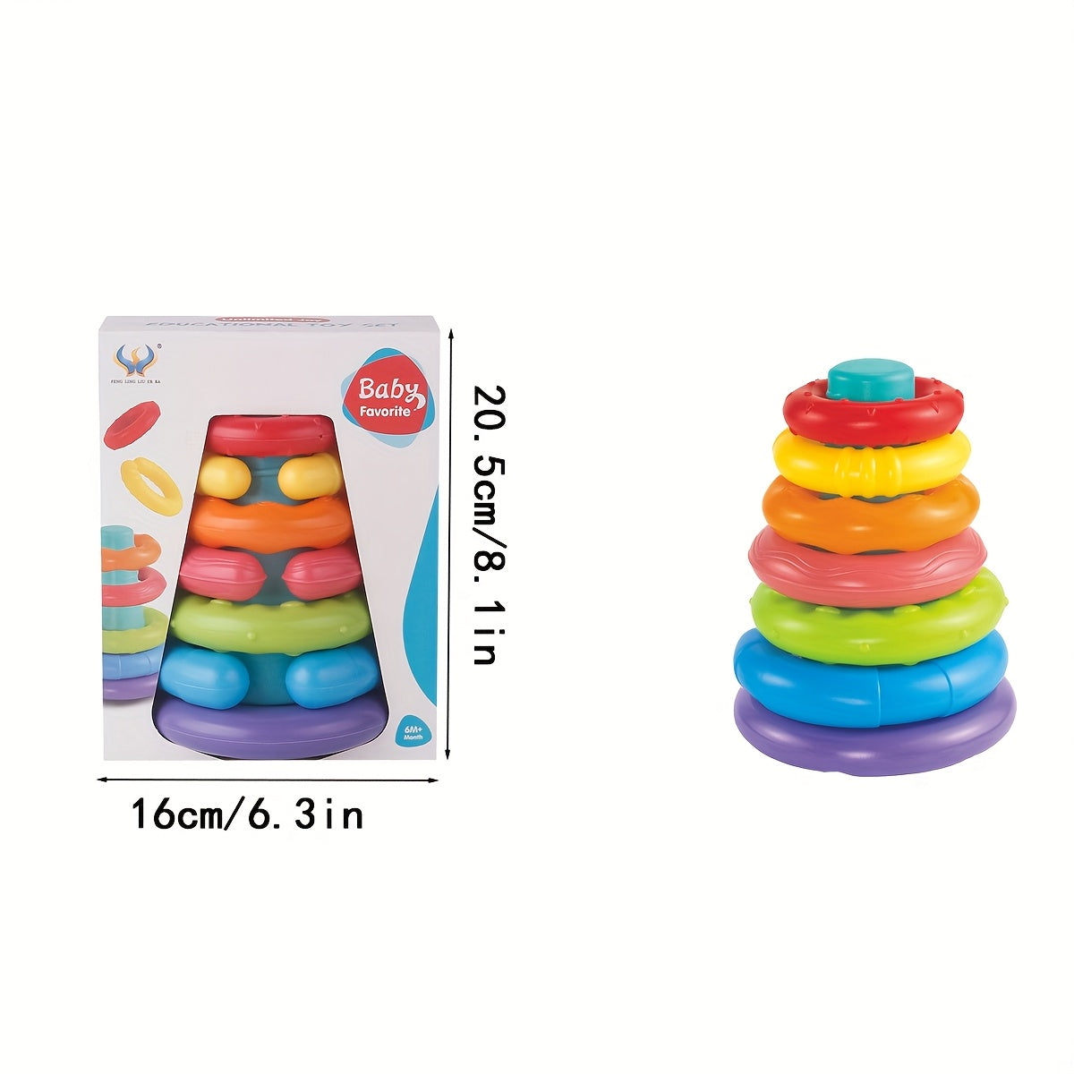 Rainbow Stackable Rings Sensory Educational Toy for Toddlers