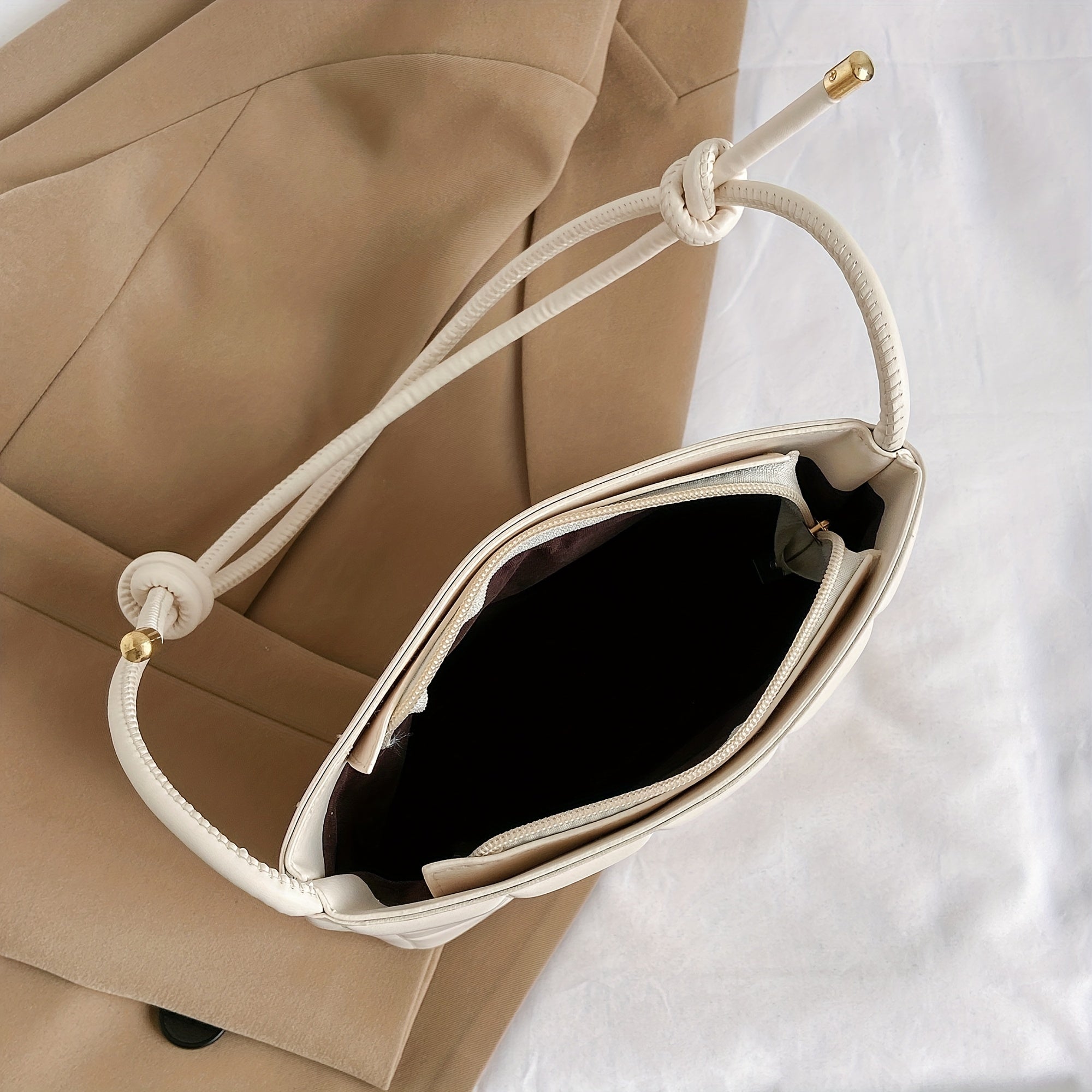 Underarm Bag PU Leather Textured Baguette Bag