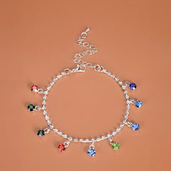 Sparkling Rhinestone Beach Dance Anklet Silver Plated Jewelry