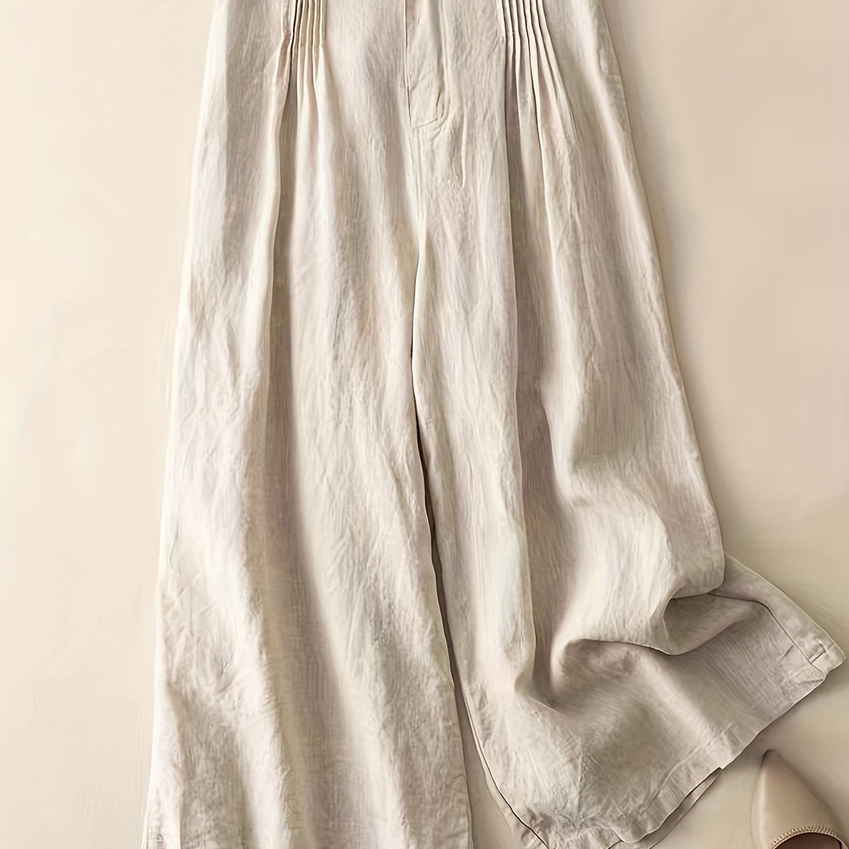 Vintage Solid Wide Leg Pants Elastic Waist