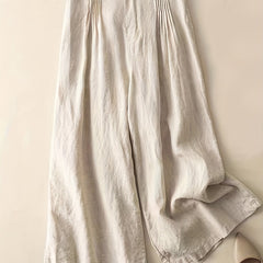 Vintage Solid Wide Leg Pants Elastic Waist