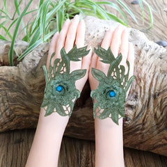 Ethnic Style Fingerless Gloves for Women with Handcrafted Embroidery