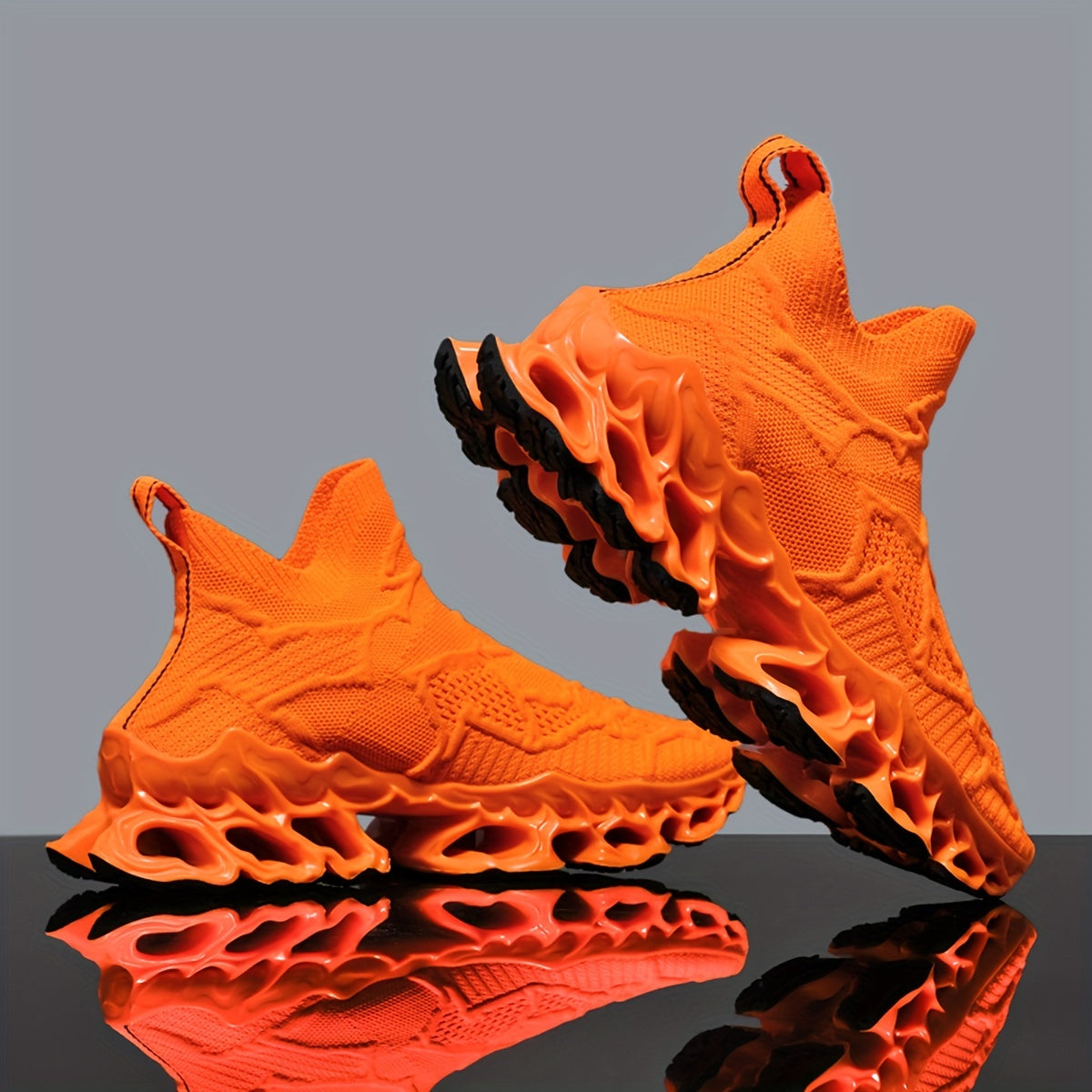 Slip On Wear Resistance Running Shoes Elastic Mesh Non Slip Sneakers