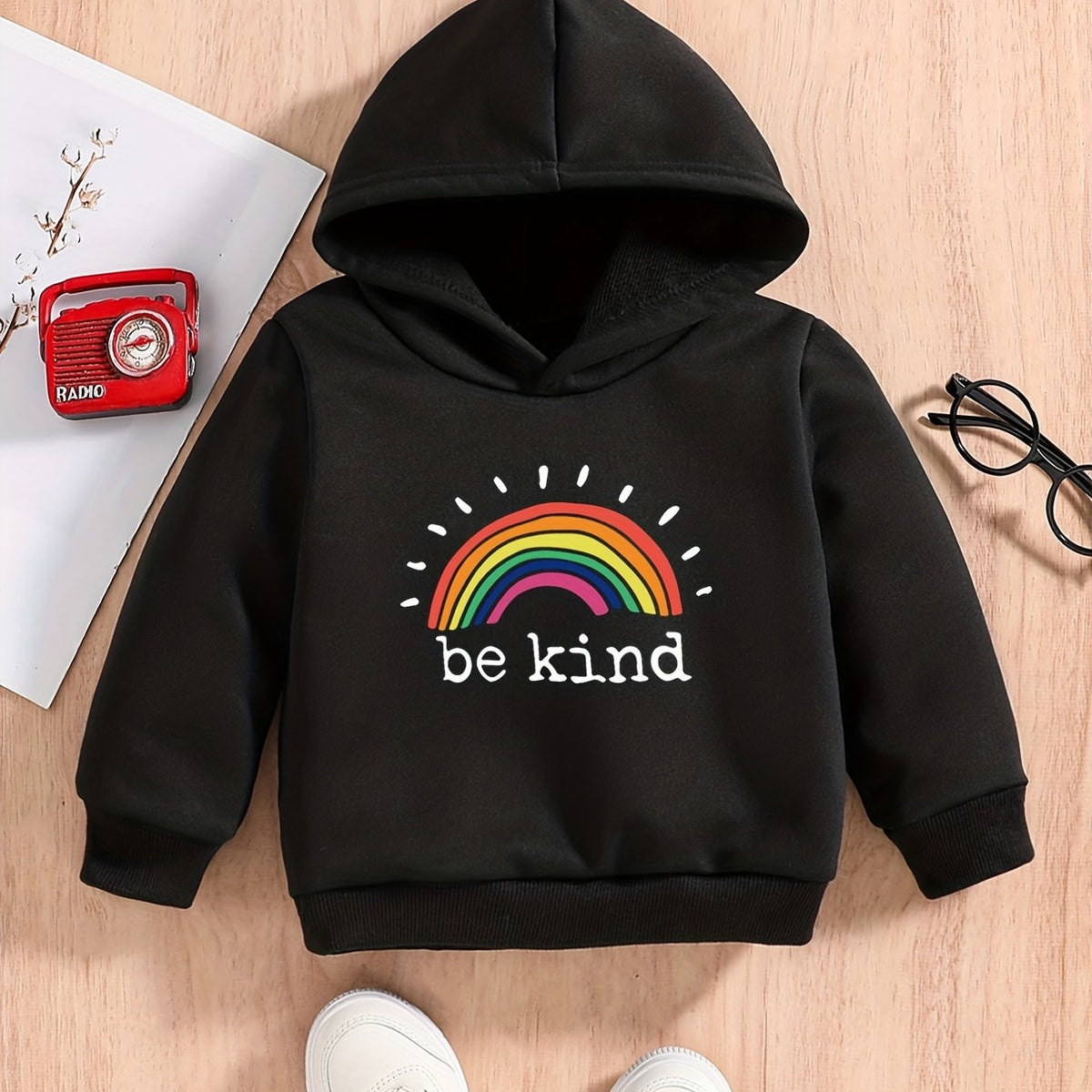 Rainbow BE KIND Baby Boys Hooded Sweatshirt Spring Fall