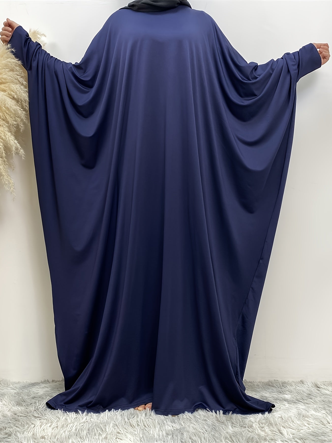  Casual Abaya Dress Women's Plus Solid Long Sleeve Maxi Dress