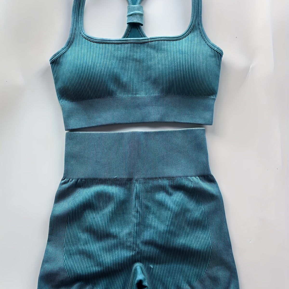 Ribbed Workout Sets Sports Bra & Fitness Shorts for Women