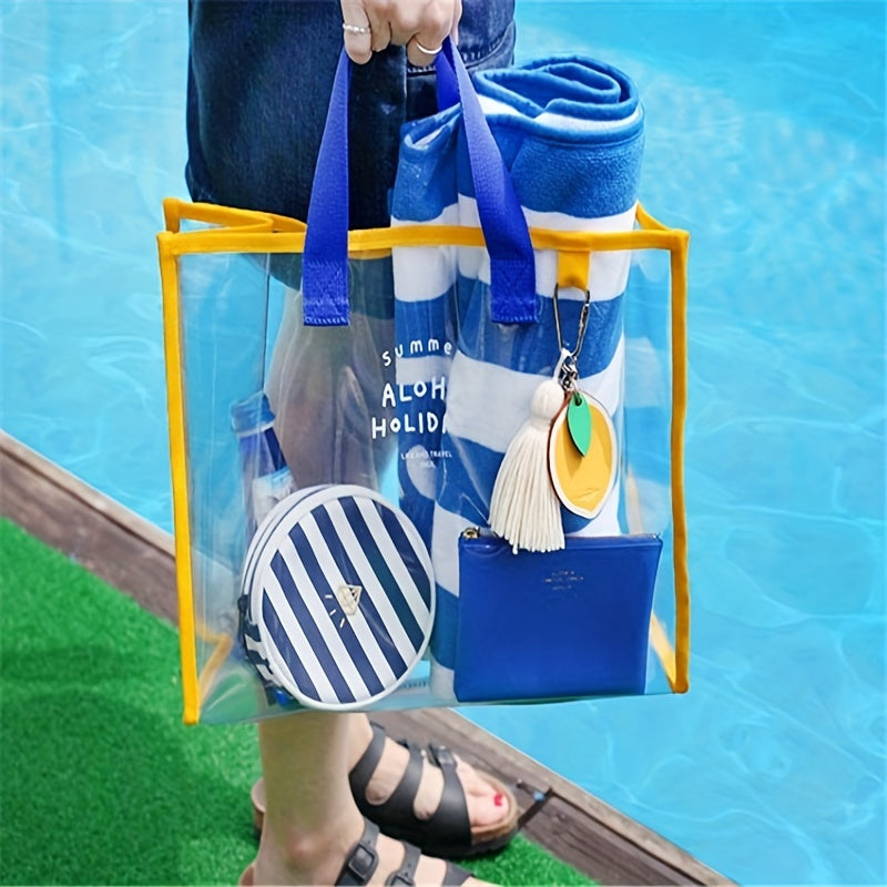 Clear PVC Handbag Shopping Bag Large Capacity Toiletry Bag