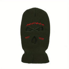 Men's Embroidered Balaclava Knitted Mask Beanie Winter Face Cover