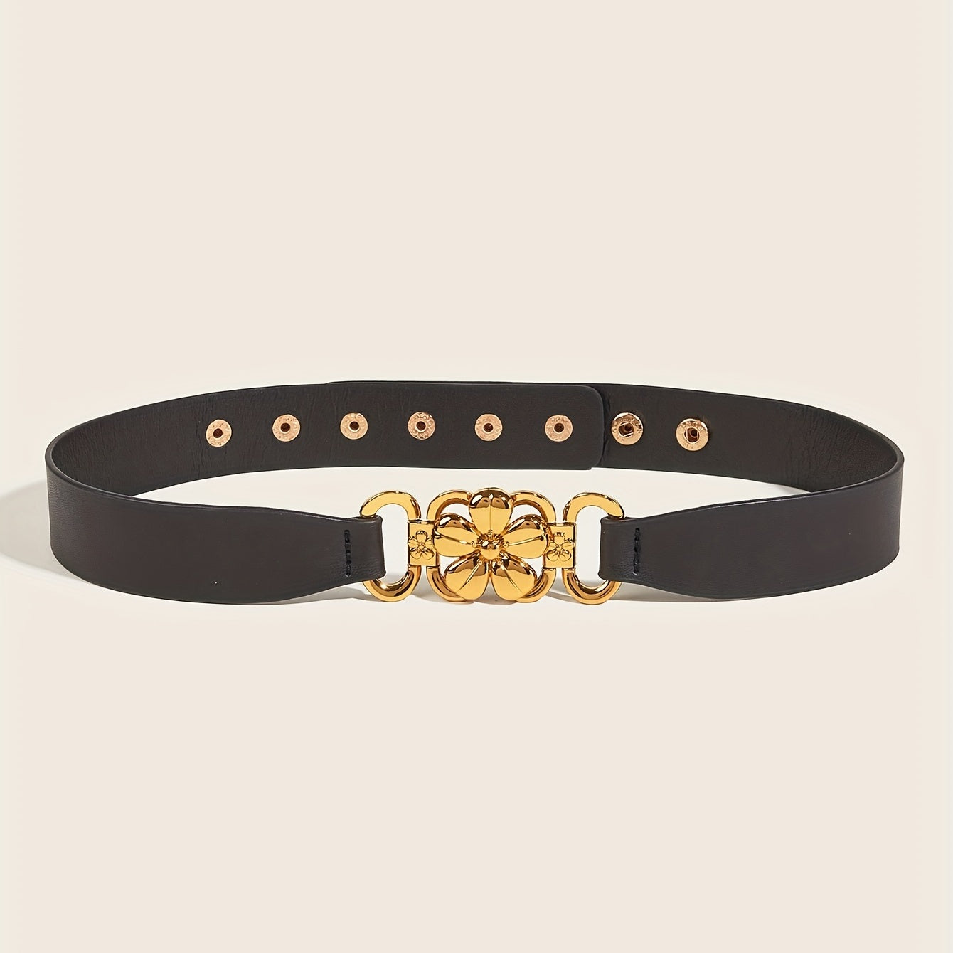 Vintage Flower Buckle Belt Elastic Wide Waistband for Women