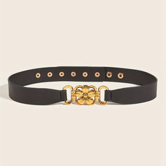 Vintage Flower Buckle Belt Elastic Wide Waistband for Women