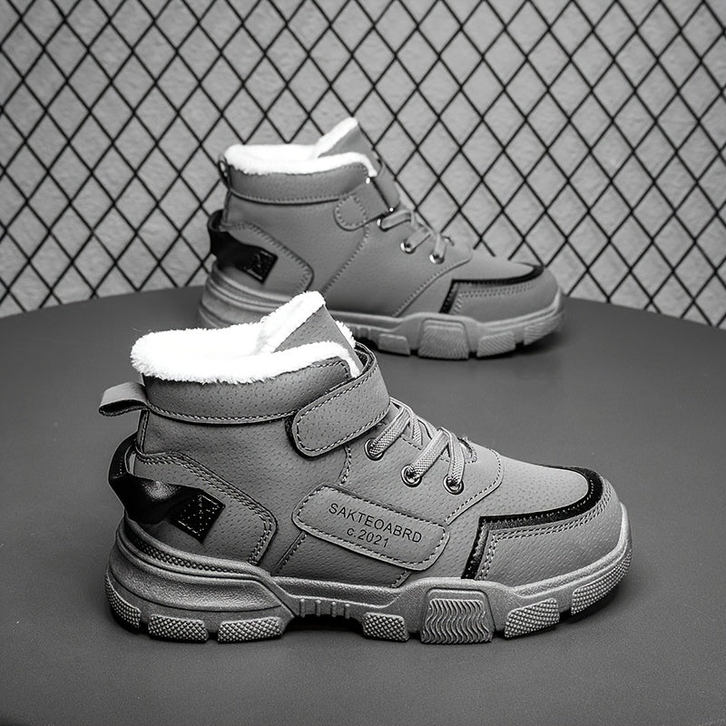 Kids Snow Boots Lace Up Fleece Lined Anti-slip Shoes