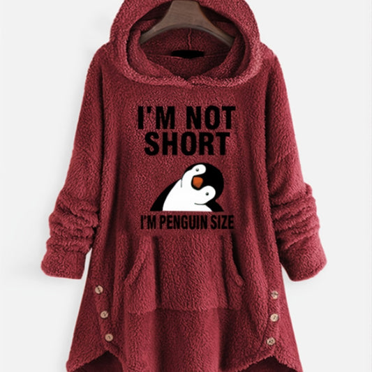 Cartoon Print Hoodie Pocket Teddy Casual Loose Hooded Sweatshirt