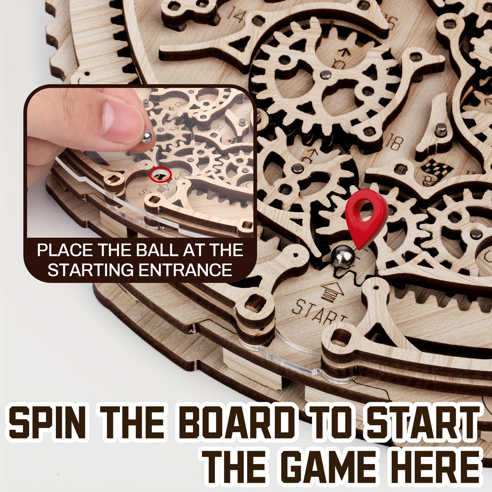 BTEC 3D Wooden Gear Maze Puzzle Kit DIY Marble Run Wood Model Building Set