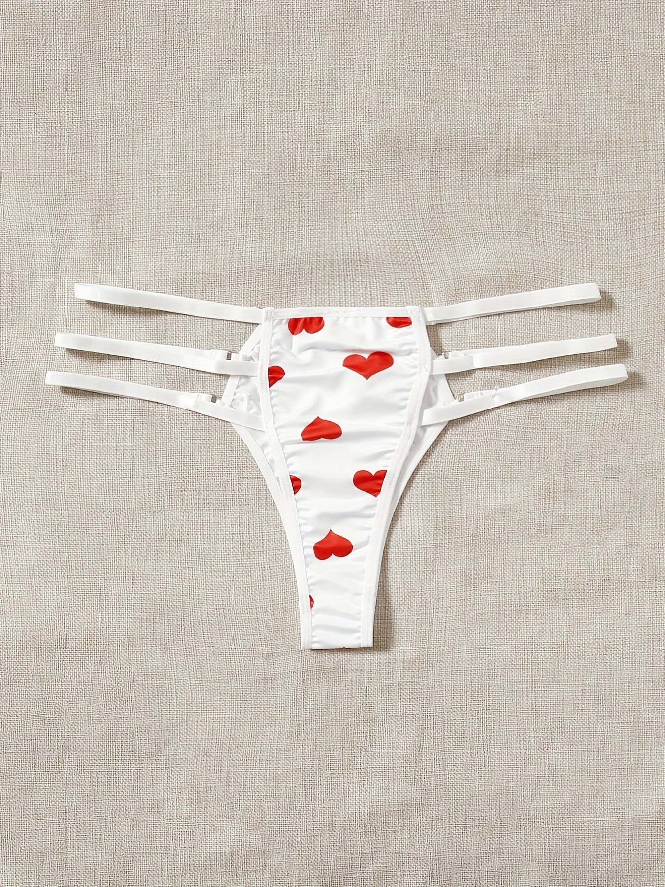  Sexy Brief Women's Plus Heart Print Cut Out Low Waisted Seamless Bikin
