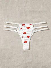  Sexy Brief Women's Plus Heart Print Cut Out Low Waisted Seamless Bikin