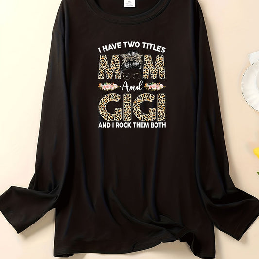  Cartoon Figure & Leopard Letter Print Tee