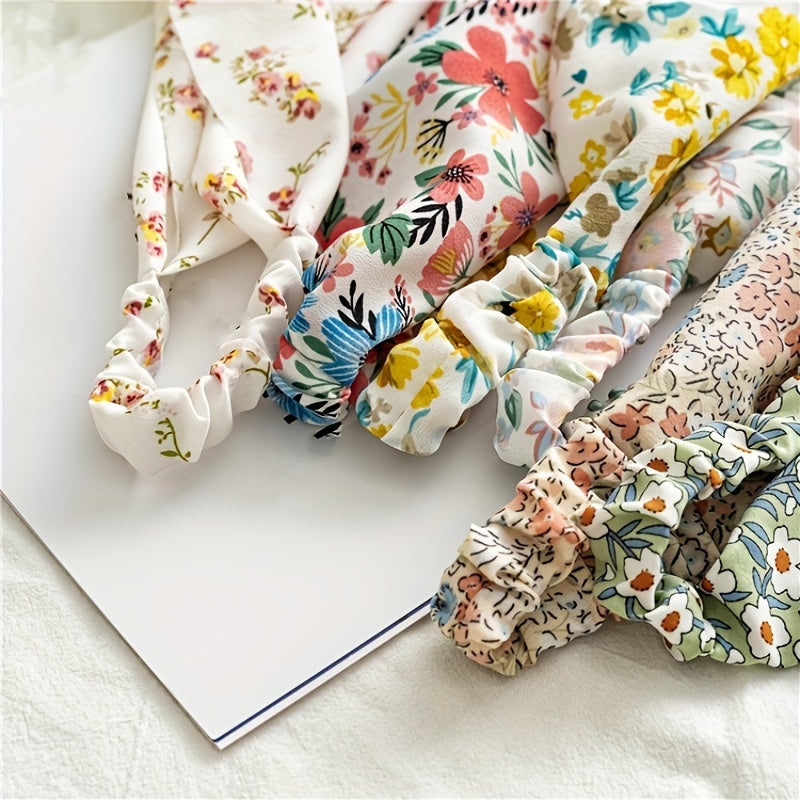 Pastoral Floral Bandana Elastic Triangle Scarf Hair Accessories