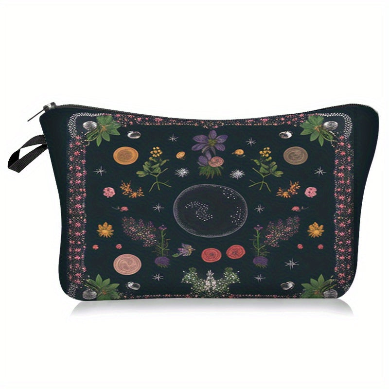 Vintage Moon Phase Pattern Storage Pouch Zipper Makeup Bag