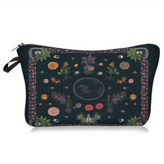 Vintage Moon Phase Pattern Storage Pouch Zipper Makeup Bag