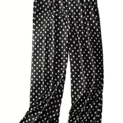 Polka Dot Wide Leg Stretch Pants Plus Size