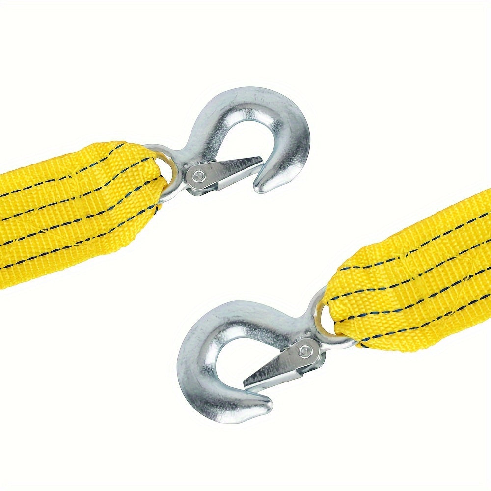 3M 118in 4Tons Tow Strap Fluorescence Nylon Alloy Steel Hooks Auto Towing Rope