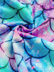Mermaid Swimsuit with Lotus Leaf Edge and Fish Scale Print
