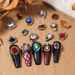 5 pcs 3D Crystal Nail Charms Large Rhinestones and Diamonds Silver Metal Charms