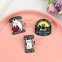 Funny Cartoon Cat Enamel Pin Brooch